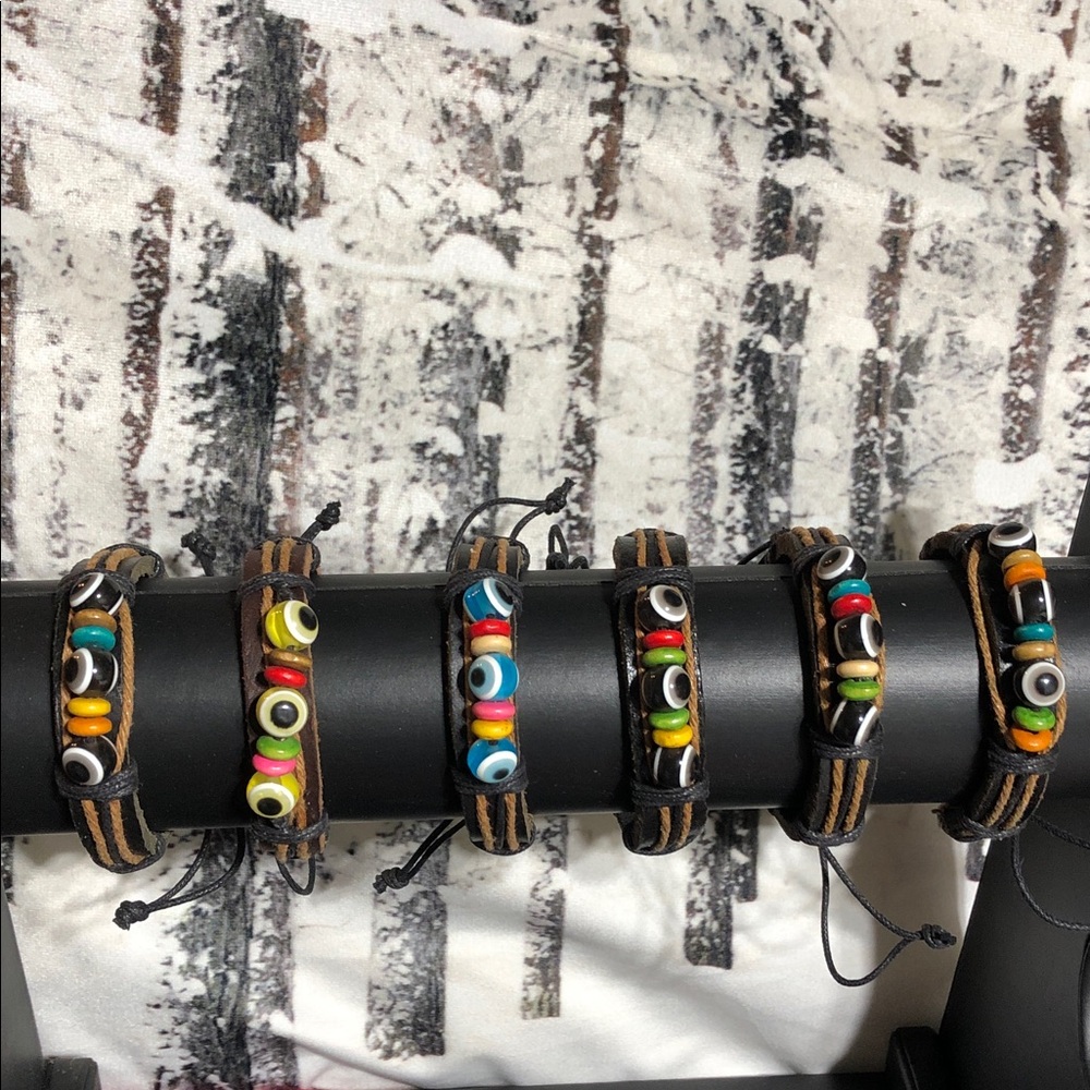 Colorful Beaded Leather Bracelet- Your choice one of 6 styles available